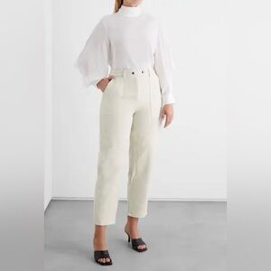 NWT. Iris & Ink Cream Cotton Pants, Sz 4